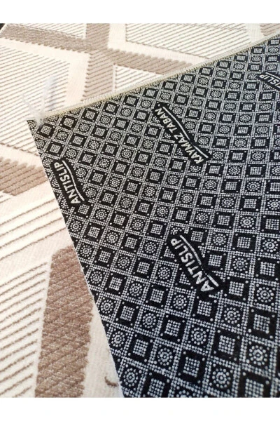 Коричневый классический моющийся нескользящий всесезонный холл, ванная, балкон, подростковая комната с вырезанной дорожкой - 3