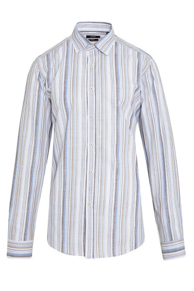 Коричневый Slim Fit в полоску 100% хлопок Slim воротник U - HATEMOĞLU