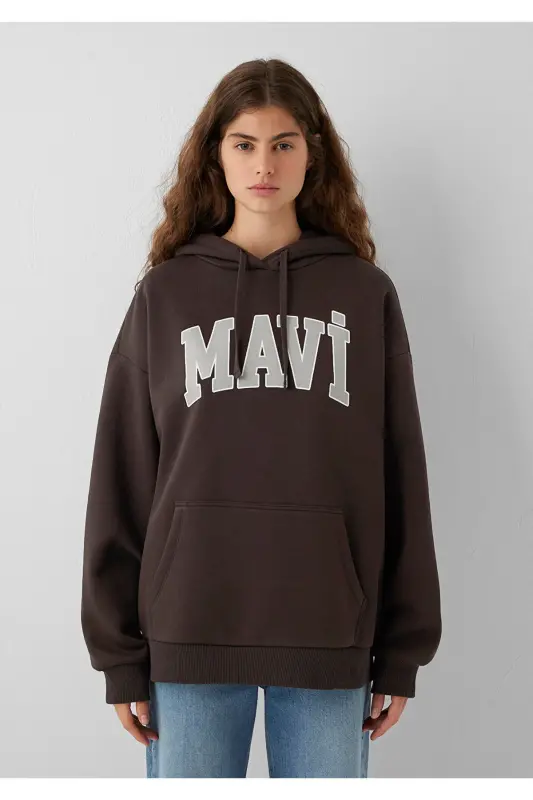 Коричневый свитшот с капюшоном и логотипом 1600361-70222 - Коричневый - 3