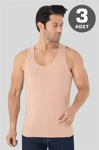 Ko'rinmas Atlet Erkak Tana Rangi Arvoh Atlet 3 dona Paket 100% Paxta Penye - 1