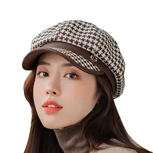 KORIXINE Womens Newsboy Cap French Fashion Hats Summer Cabbie Baker Boy Hat for Fall Beret Cap - 4