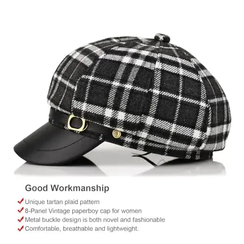 KORIXINE Womens Newsboy Cap French Fashion Hats Summer Cabbie Baker Boy Hat for Fall Beret Cap - 2
