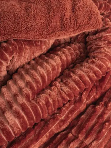 Коробка из хлопка Волна Корица Двуспальное одеяло - 2