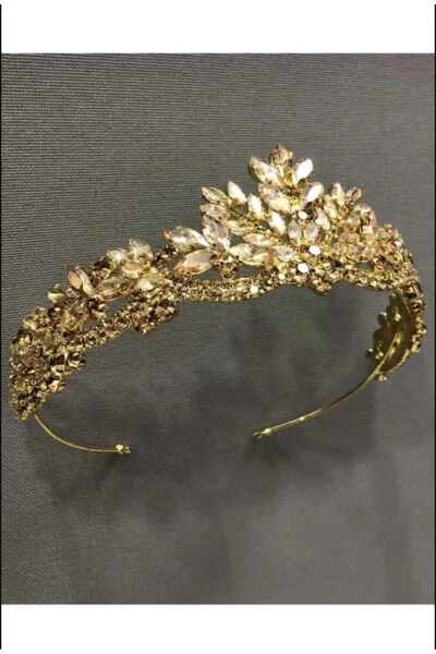 Королевская диадема Берлин с кристаллами и стеклянными камнями - YAĞIZ BİJUTERİ