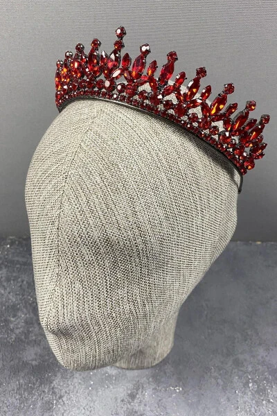Королевская диадема Pedro Model, изящная свадебная корона, корона для хны, красная свадебная корона - Modazone (1)