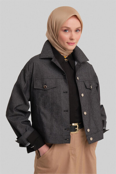 Короткая джинсовая куртка Armine 24Y5405 Черная - 11