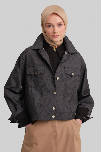 Короткая джинсовая куртка Armine 24Y5405 Черная - 12