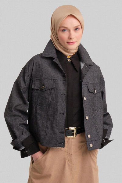 Короткая джинсовая куртка Armine 24Y5405 Черная - 3