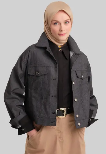 Короткая джинсовая куртка Armine 24Y5405 Черная - 4