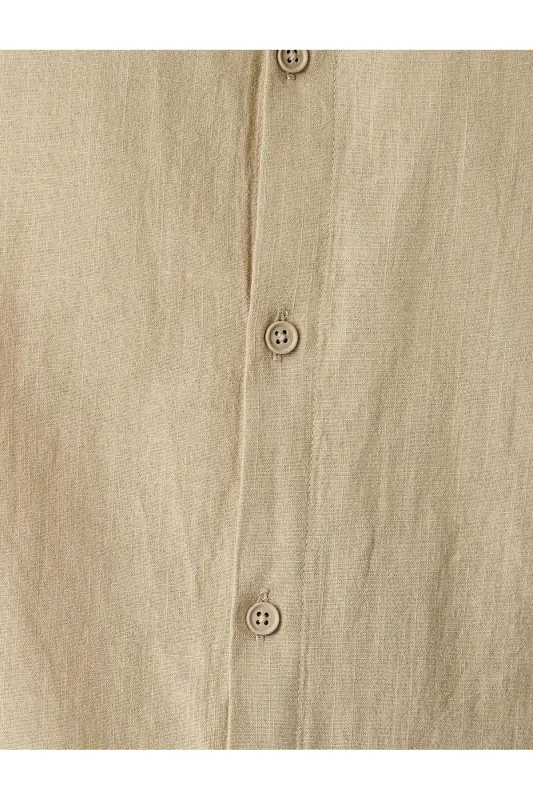 Короткая хлопковая рубашка классического кроя Regular Fit - БЕЖ - 6