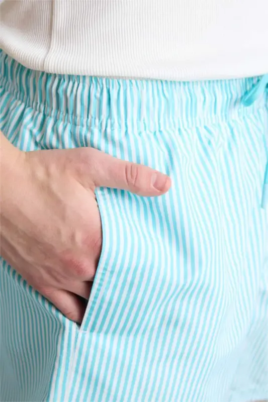 Короткие полосатые морские шорты морского цвета - 4