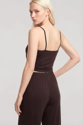 Короткий кимоно-комплект Angelino из 3 предметов, кофейный - 9