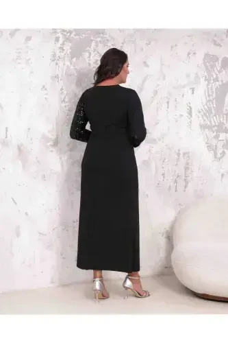 Короткое вечернее платье-футляр большого размера с пайетками и V-образным вырезом для женщин GLS4050 - 3