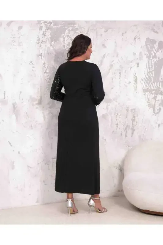 Короткое вечернее платье-футляр большого размера с пайетками и V-образным вырезом для женщин GLS4050 - 3