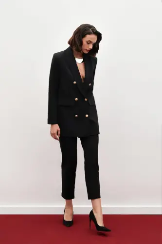 Korsaj Detaylı Pantolon - SİYAH-SİYAH - 3