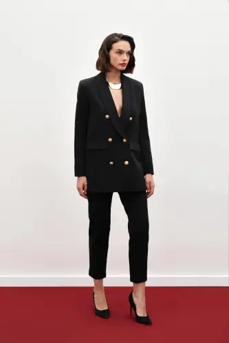 Korsaj Detaylı Pantolon - SİYAH-SİYAH - 4