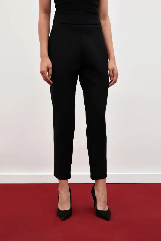 Korsaj Detaylı Pantolon - SİYAH-SİYAH - 7