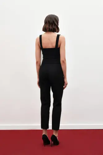 Korsaj Detaylı Pantolon - SİYAH-SİYAH - 8