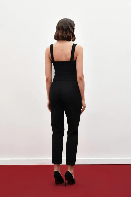 Korsaj Detaylı Pantolon - SİYAH-SİYAH - 8