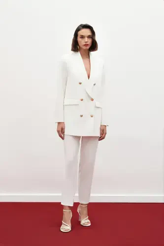 Korsetli Shim Pantalon - EKRU - 1