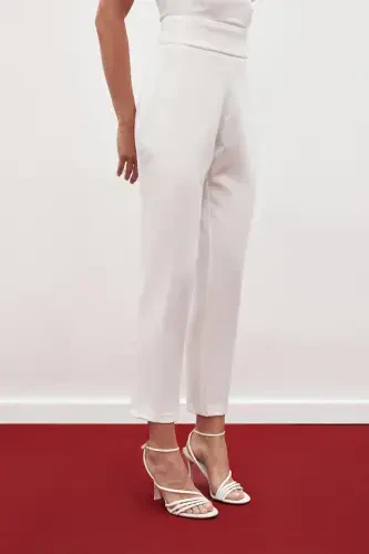 Korsetli Shim Pantalon - EKRU - 5