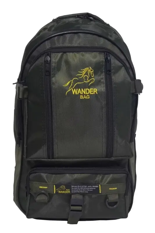 Körüksüz Yarı Dağcı Sırt Çantası 50 Lt Su Geçirmez Kumaş Unisex Trekking-Haki - WANDER