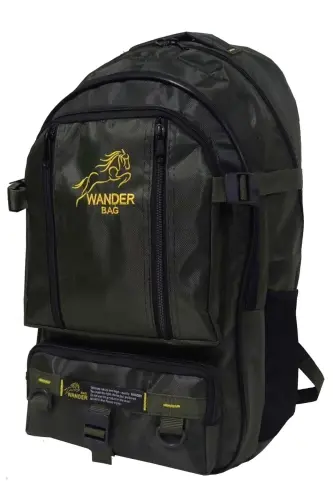 Körüksüz Yarı Dağcı Sırt Çantası 50 Lt Su Geçirmez Kumaş Unisex Trekking-Haki - WANDER (1)