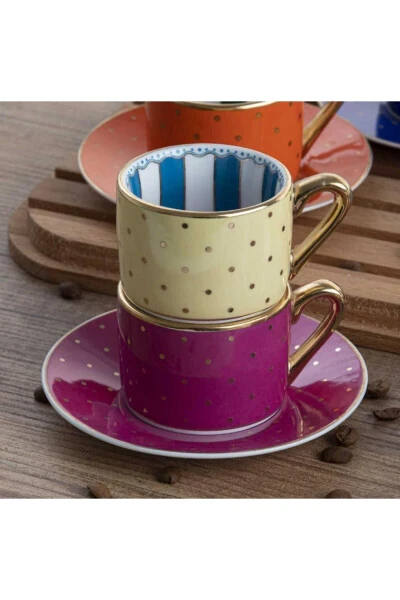 Kosava 6-Piece Porcelain Coffee Cup Set (Colorful-Dotted) - KOSOVA (1)