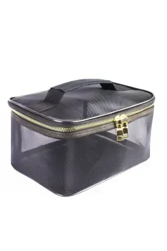 Kosmetik sumkasi chamadani Professional shaffof sumka Sayohat to'plami Kosmetik chamadan sumkasi Ichki organizator - qora - 2