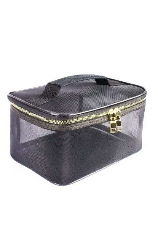 Kosmetik sumkasi chamadani Professional shaffof sumka Sayohat to'plami Kosmetik chamadan sumkasi Ichki organizator - qora - 2