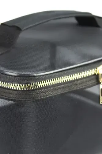 Kosmetik sumkasi chamadani Professional shaffof sumka Sayohat to'plami Kosmetik chamadan sumkasi Ichki organizator - qora - 4