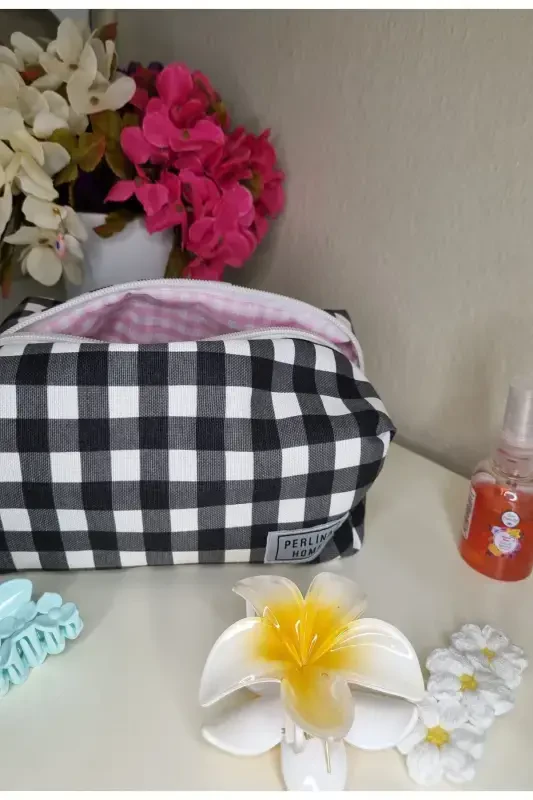 Kosmetik sumkasi katakli qora _Katta o'lchamli-katakli qora - 2