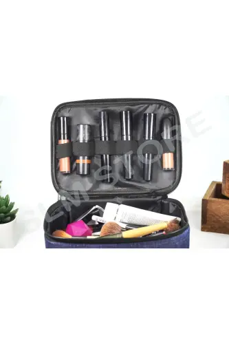 Kosmetik sumkasi Sayohat Ayollar uchun kosmetika sumkasi Ikki bo'linmali shaffof bo'linmali Ankaflex Kosmetik sumkasi-KO'K - 7