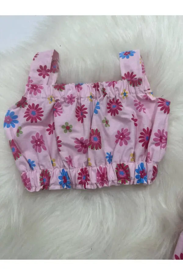 Костюм из брюк-кроп с цветочным рисунком - 3