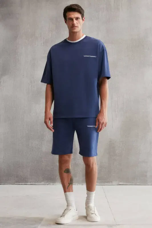 Костюм спортивный мужской Columbia 2-х частый комфорт без флиса вышитый темно-синий - 2