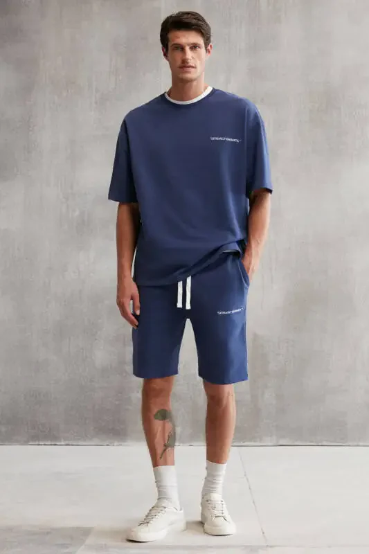 Костюм спортивный мужской Columbia 2-х частый комфорт без флиса вышитый темно-синий - 4