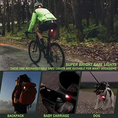 Mudder Running Lights for Runners Rechargeable LED Safety Lamps USB Rechargeable Clip on Strobe Bicycle Tail Lamps with 5 Modes Flashing Bike Lights for Night Riding Walking Hiking Pet Dog - 6