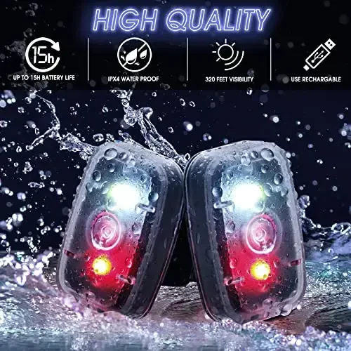 Mudder Running Lights for Runners Rechargeable LED Safety Lamps USB Rechargeable Clip on Strobe Bicycle Tail Lamps with 5 Modes Flashing Bike Lights for Night Riding Walking Hiking Pet Dog - 4
