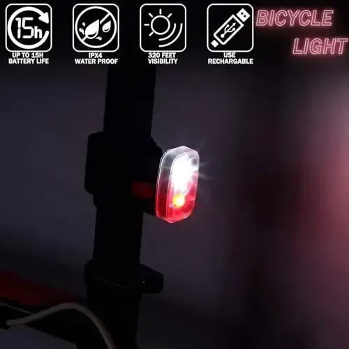 Mudder Running Lights for Runners Rechargeable LED Safety Lamps USB Rechargeable Clip on Strobe Bicycle Tail Lamps with 5 Modes Flashing Bike Lights for Night Riding Walking Hiking Pet Dog - 2