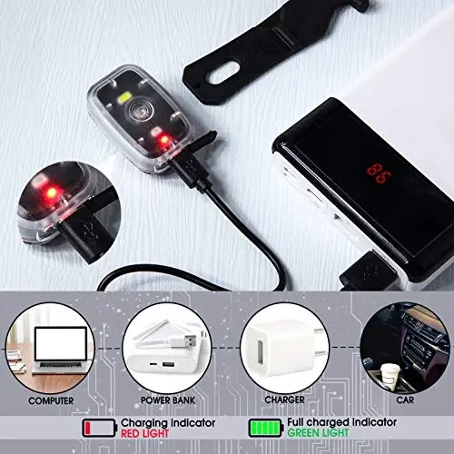 Mudder Running Lights for Runners Rechargeable LED Safety Lamps USB Rechargeable Clip on Strobe Bicycle Tail Lamps with 5 Modes Flashing Bike Lights for Night Riding Walking Hiking Pet Dog - MUDDER (1)