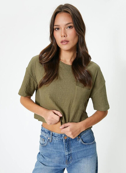 Koton Crew Neck Mustard Green Women's T-Shirt - 2