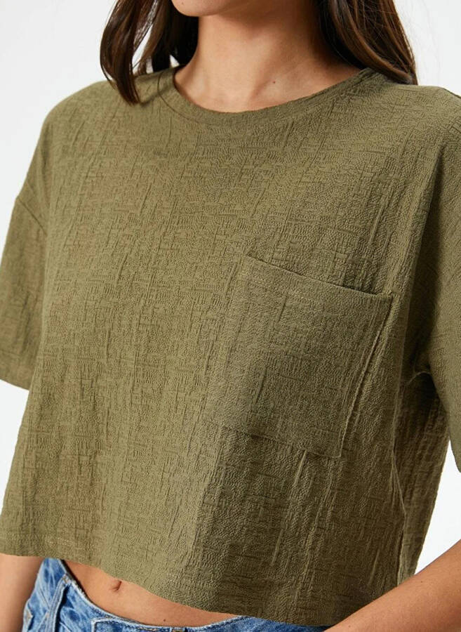 Koton Crew Neck Mustard Green Women's T-Shirt - 3