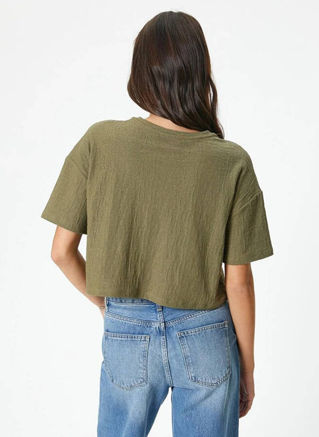 Koton Crew Neck Mustard Green Women's T-Shirt - 4