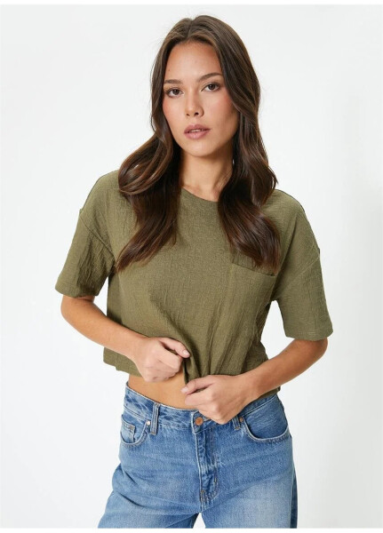 Koton Crew Neck Mustard Green Women's T-Shirt - 6