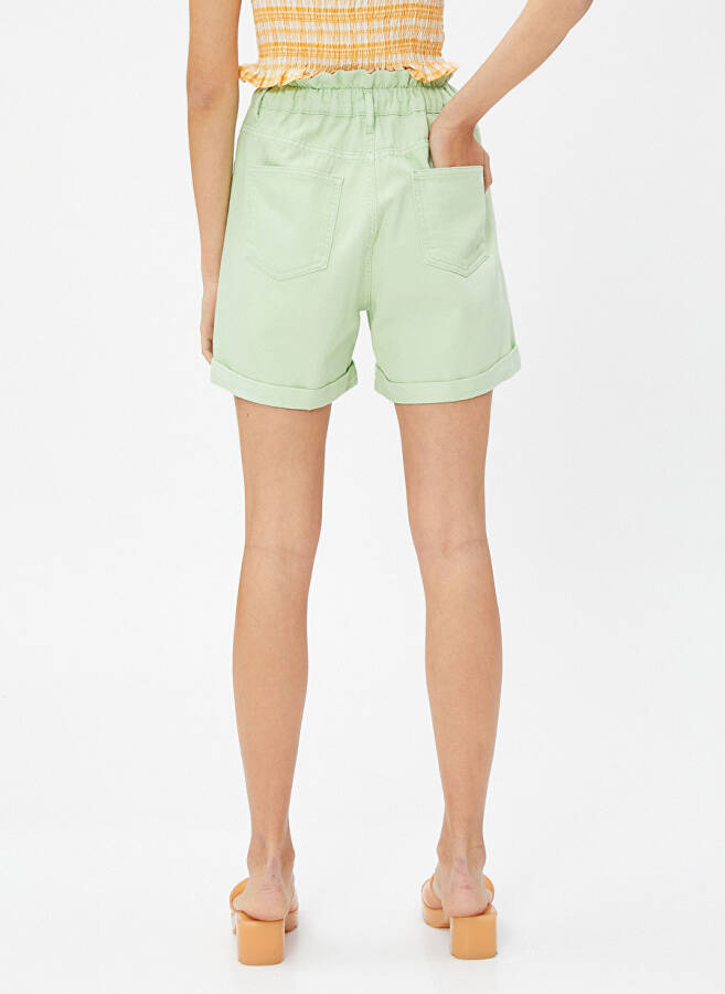 Koton Elastic Waist Standard Light Green Women's Shorts 3SAL40017MW - 4