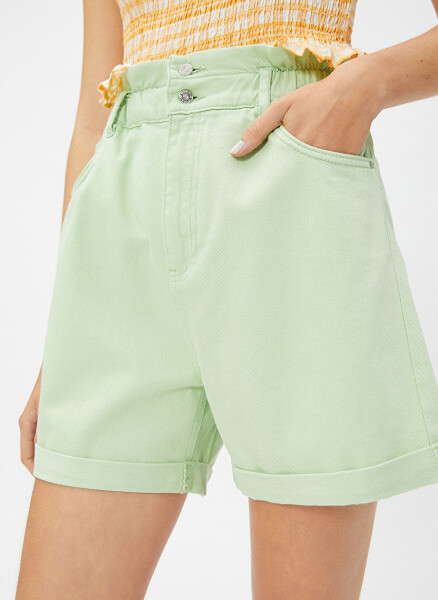 Koton Elastic Waist Standard Light Green Women's Shorts 3SAL40017MW - 5