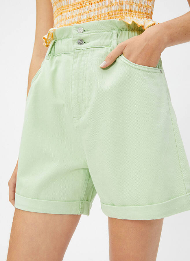 Koton Elastic Waist Standard Light Green Women's Shorts 3SAL40017MW - 5