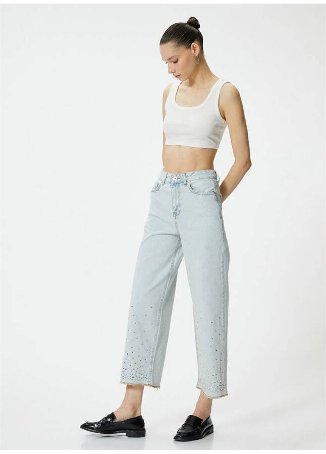 Koton High Waist Bootcut Relaxed Light Blue Women's Denim Pants - 6