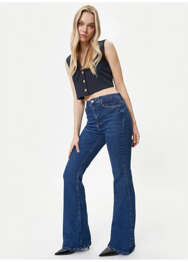 Koton High Waist Skinny Slim Fit Indigo Women's Denim Pants 4SAL40314MD - 12