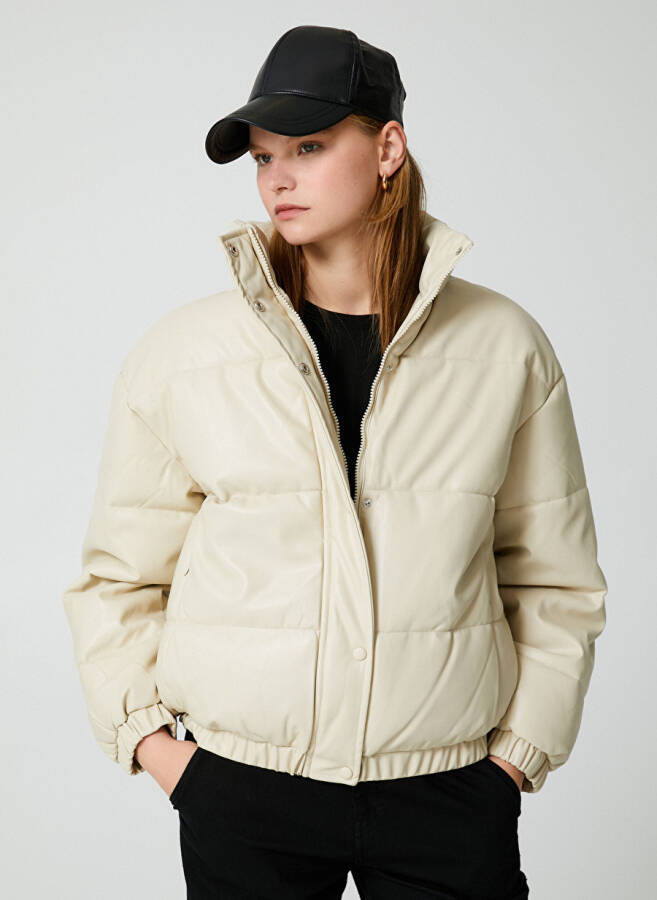 Koton Light Beige Women's Coat 4WAK20056EW - 3